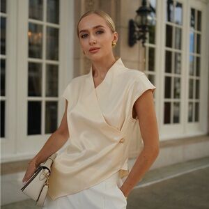 Elegant Cream Wrap Top